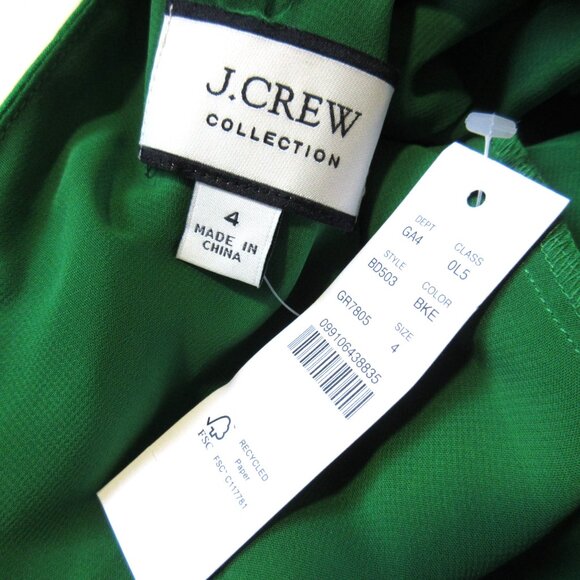 NWT J.Crew Collection Open-back Midi in Bright Kelly Silk Charmeuse Dress 4 - Picture 6 of 6